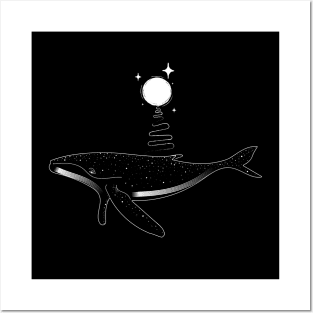 Whale in the moonlight Posters and Art